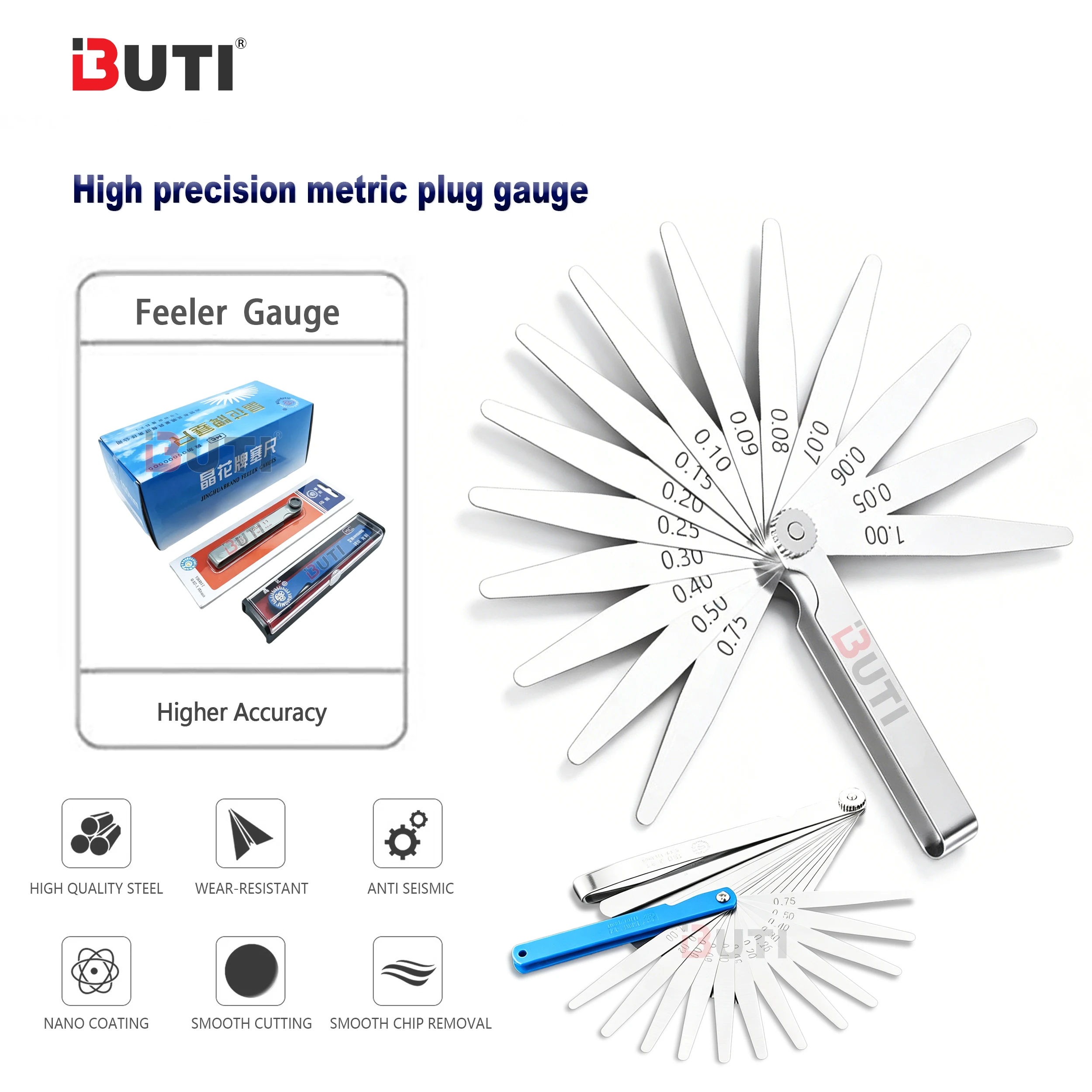 Lathe High Precision feeler Gauge 100Bx17PCS(0.02-1.0) 100B 150/200/300/500/1000A Special For Measuring Gap With Thickness Gauge
