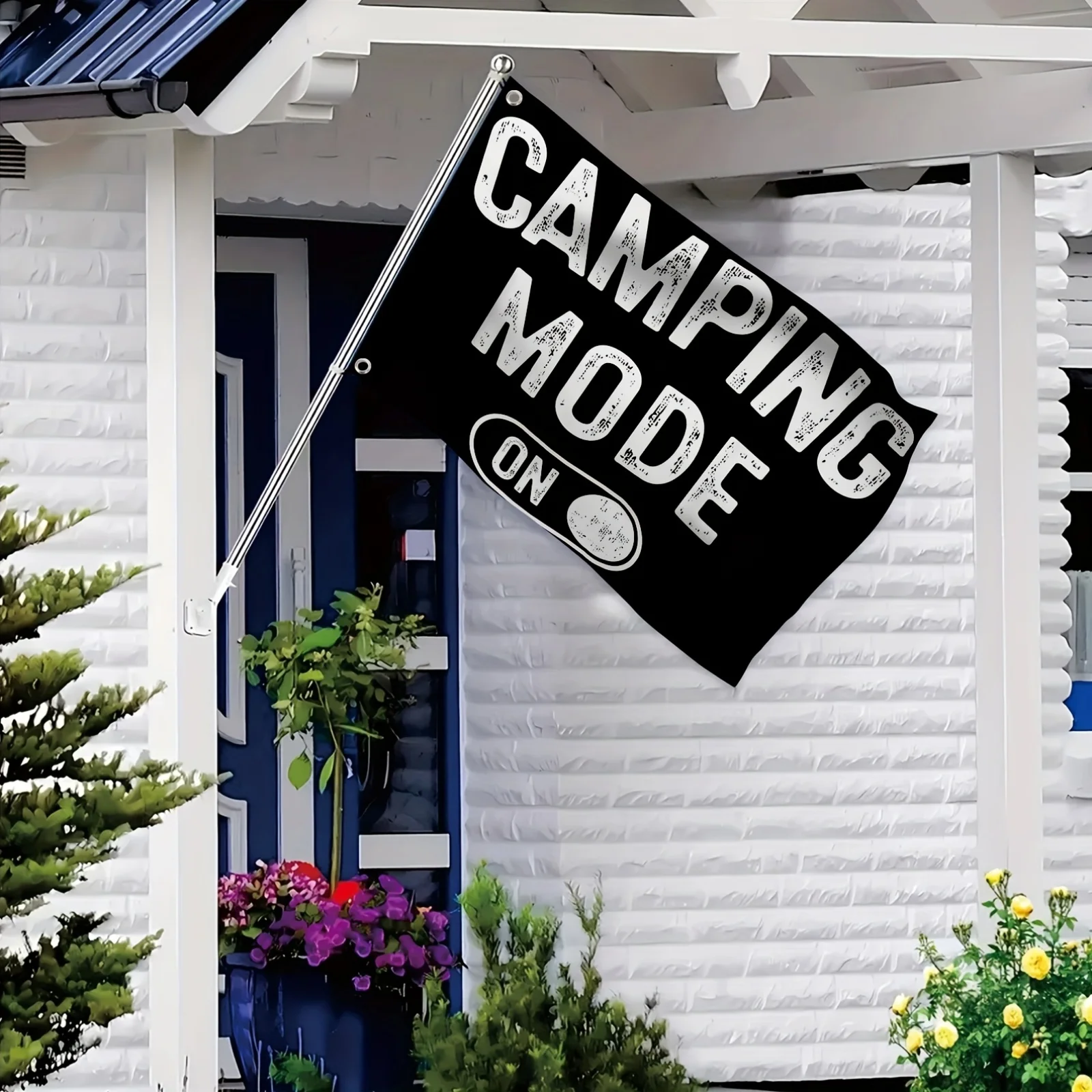 Camping Mode On Flag Durable Polyester Banner for Outdoor Enthusiasts Campers Celebration Decor