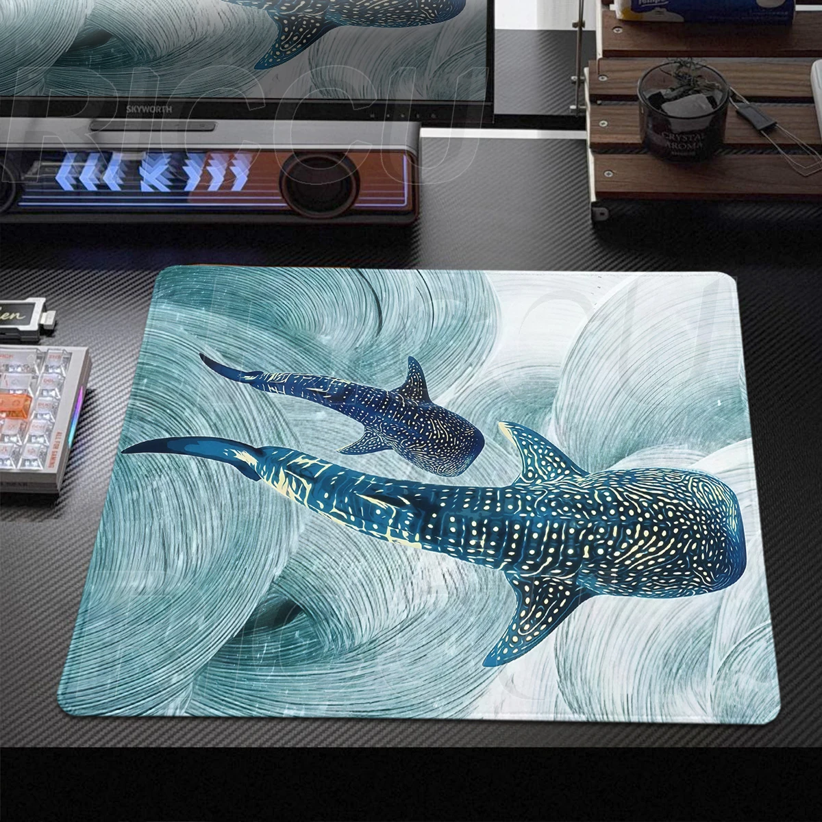 Office Desk Mat Sea Animal Whale Shark Blue Mouse Pad PC Accessories Non-slip Small Gamer Cabinet Table Rug E-Sports HD Mousepad