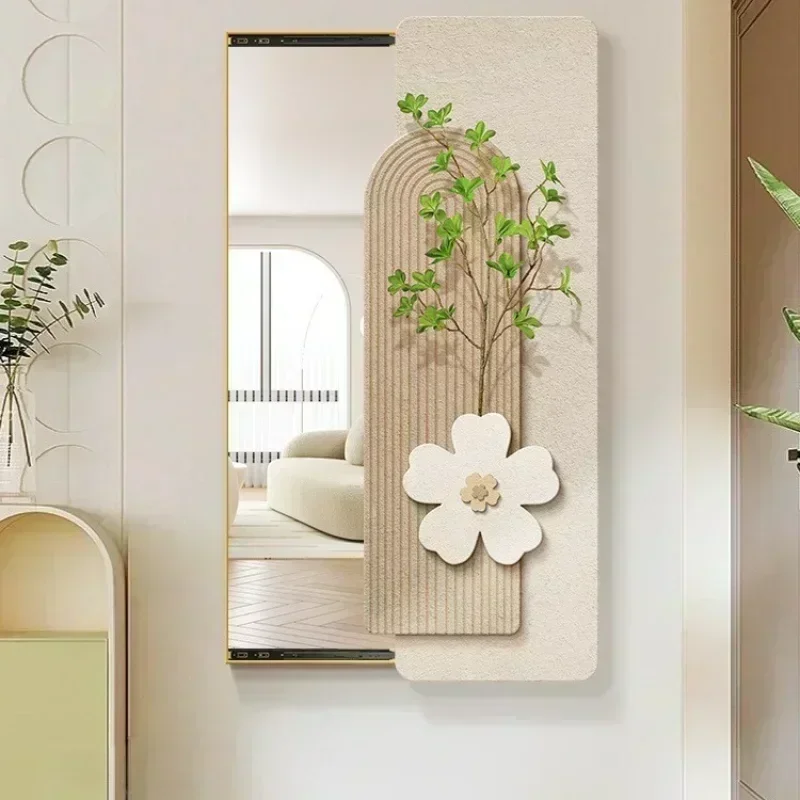 

Cream wind invisible full-length mirror hidden push-pull full-length mirror entrance decorative painting