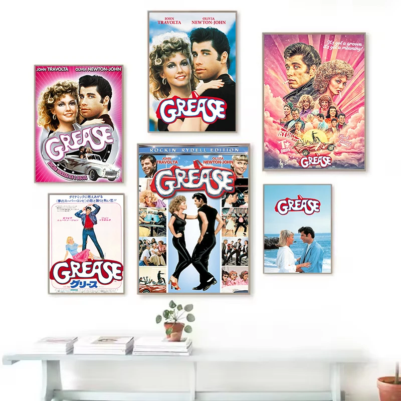 Vintage Classic Musical Movie Grease Aesthetics Poster and Printed Canvas Painting Wall Art Pictures Home Bedroom Decor