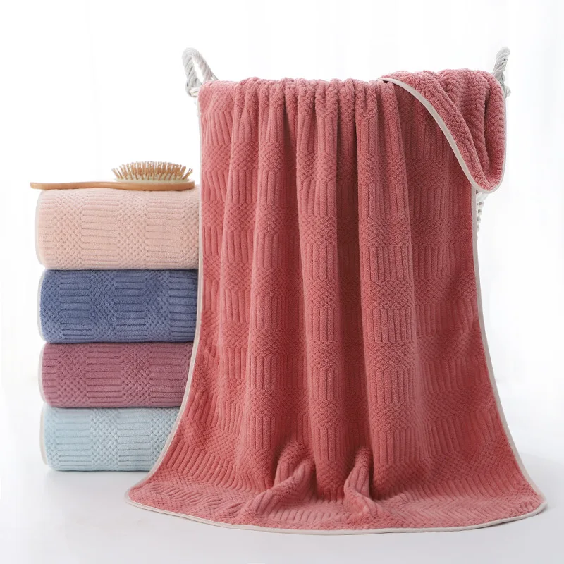 

2Pcs Striped Coral Velvet Bath Towels Soft Quick Drying Towel Absorbent Hand Bath Towel For Bathroom