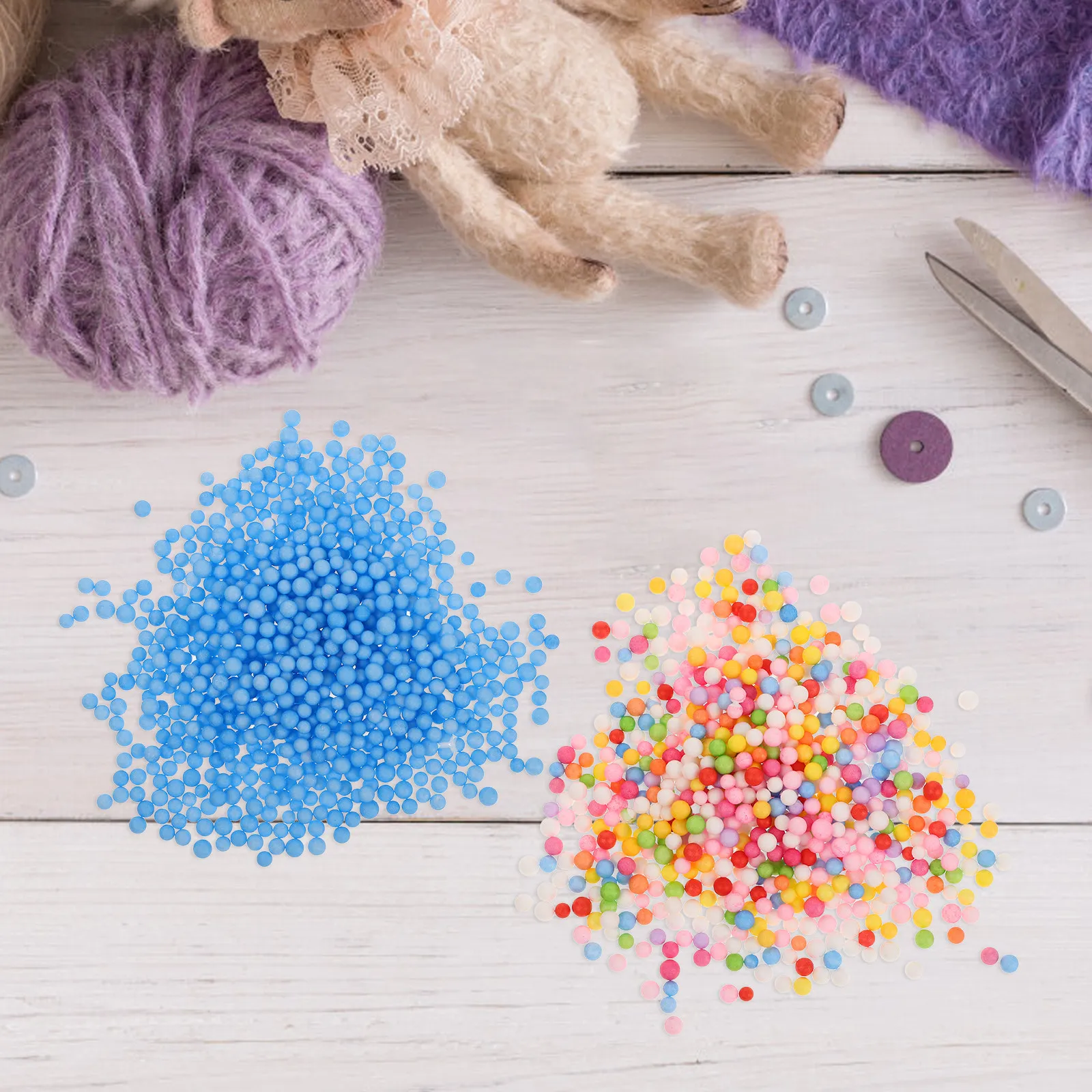 6 bolsas de cuentas de espuma coloridas, suministros para manualidades, relleno ligero, materiales decorativos, proyectos multicolores, cuentas de plástico seguras, juguete