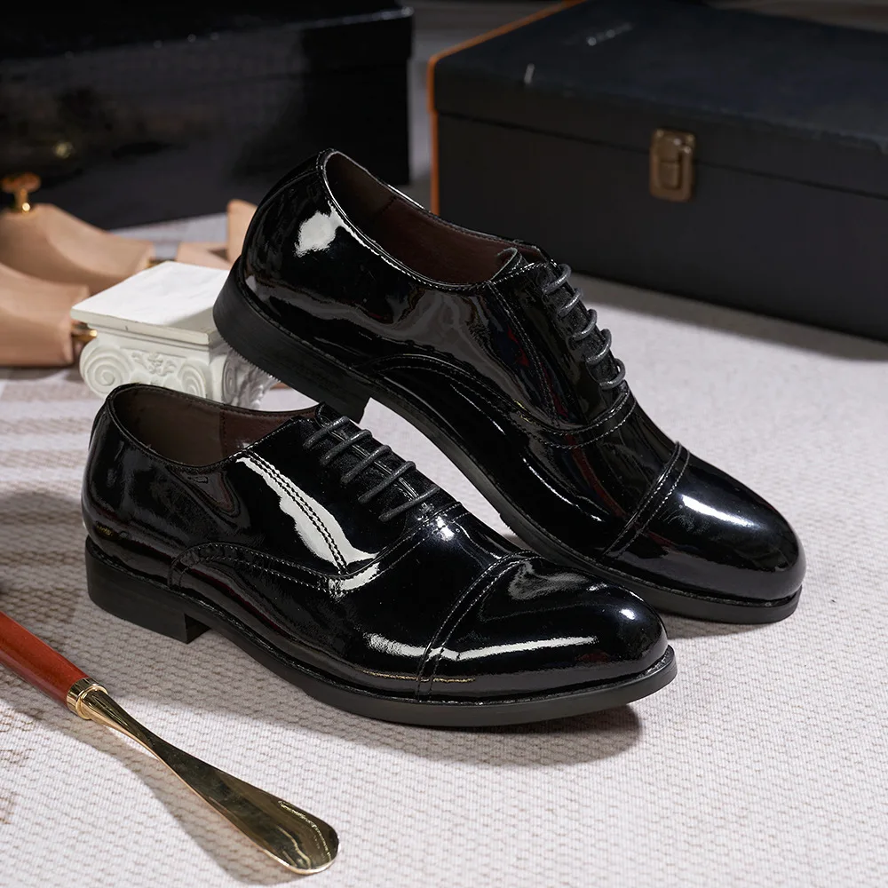 Fashion Men's Business Leather Suede Men Casual Shoes Top Layer Cowhide Patent Leather Party Shoes High-end Handmade Men's Shoes