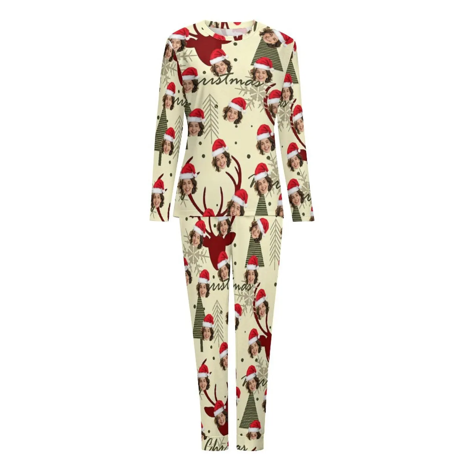 Customized Christmas Women's Pajamas Set Personalized Face Avatar Comfortable Sleepwear Valentine's Day Gift Idea view 5