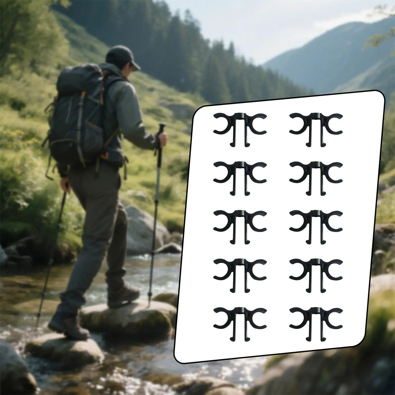 Outdoor Hiking Equipment PVC Trekking Pole Clips 8 Shape Carabiner Double Connector for Walking Sticks