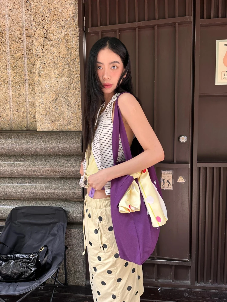 High Waist A-Line Midi Skirt Women's Summer New Style Casual Drawstring High Quality Yellow Polka Dot Half-length Skirt