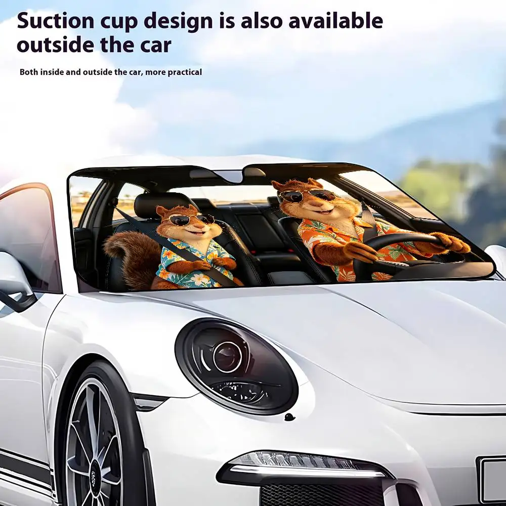 Squirrel Drive Car Sunshade Covers Cover Universal Windscreen Folding Visor