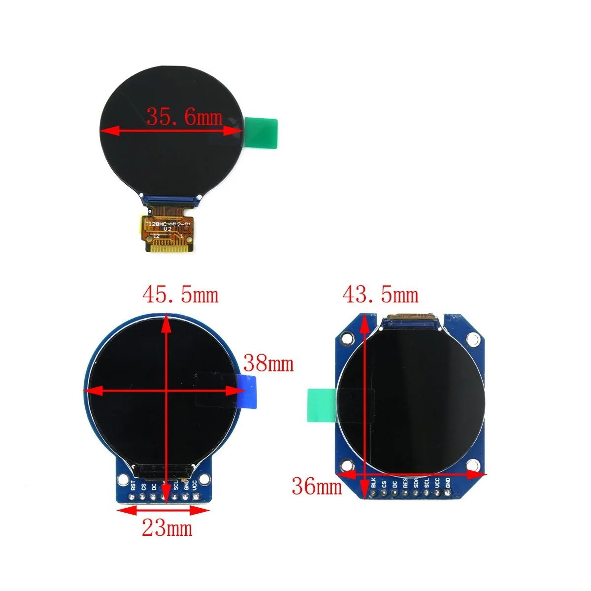 1.28 Inch GC9A01 TFT LCD Display Module 240x240 IPS HD Circular Screen 4-Wire SPI Serial Interface Compatible With Arduino ESP32