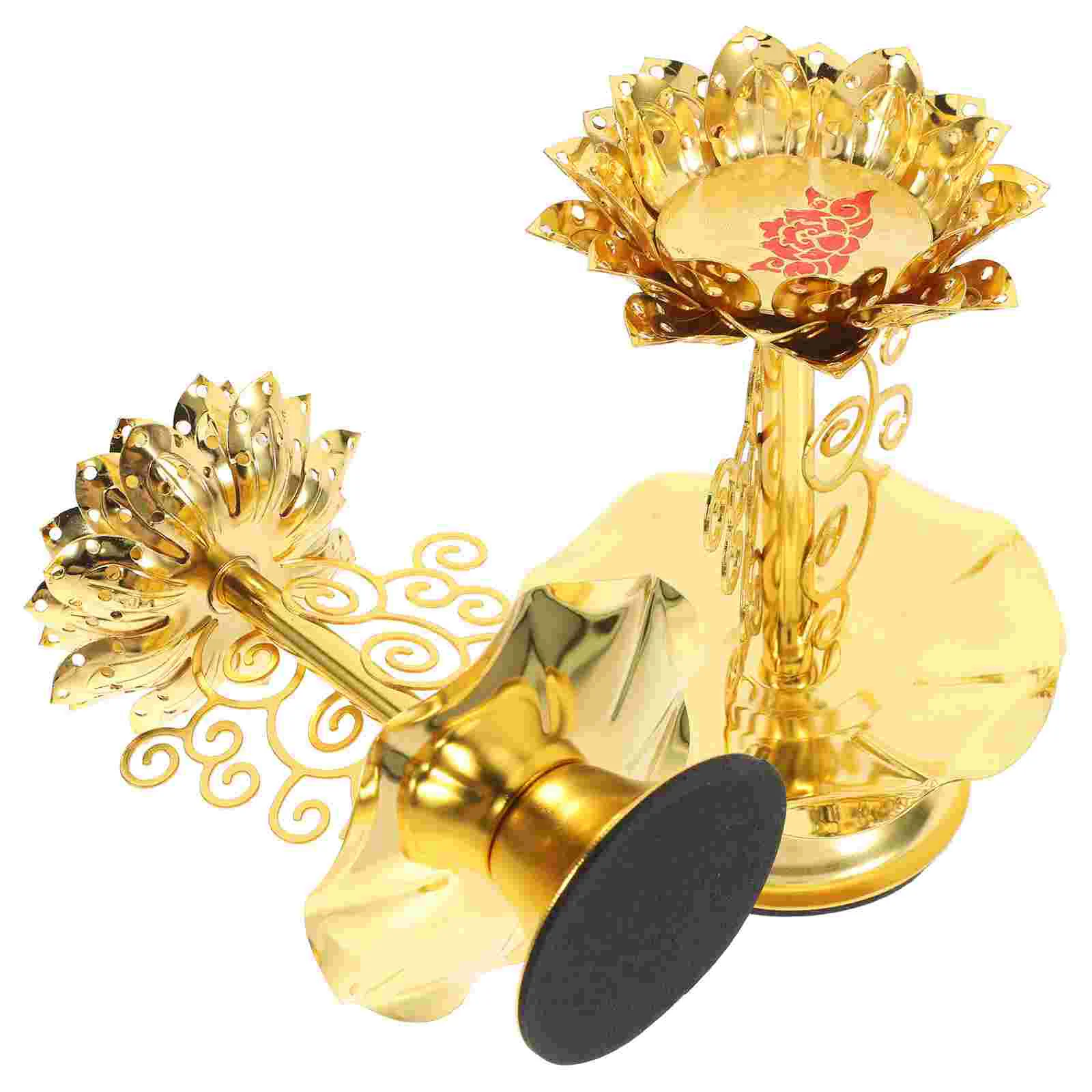 

2 Pcs Gold Alloy Lotus Holder Elegant Religious Tea Light Stand Decorative Candlestick Alloy Lamp Base Home Decor Lotus