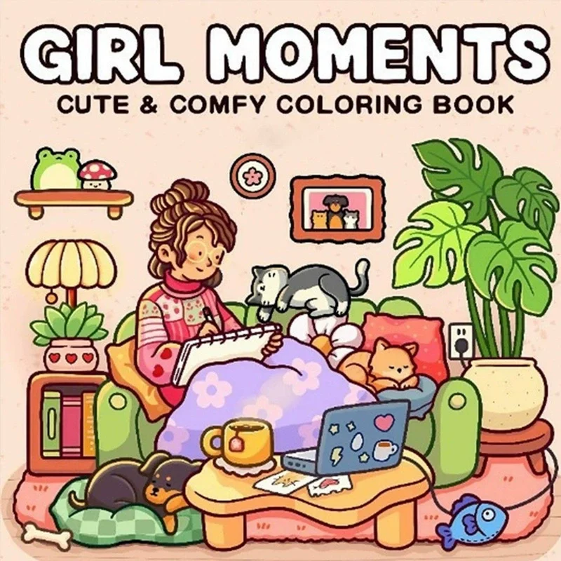 Girl Moments Spaces Coloring Book Set for Teens  Art Therapy Gift, Creative Fun & Stress Relief Activity Book