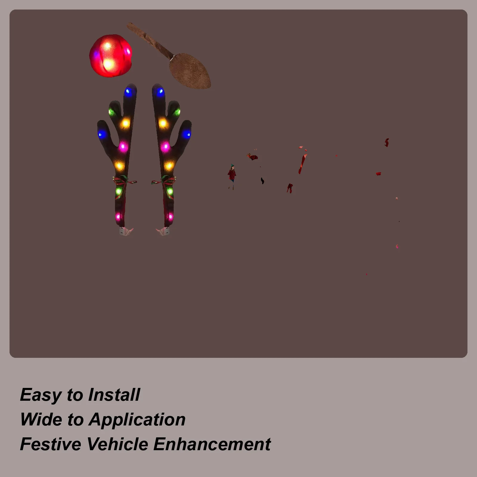 

Car Reindeer Antlers LED Vehicle Antler With Nose Car Decor With Tail For Automotive Truck Vehicle SUV Exterior Window Roof Top