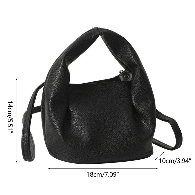 Bolsa franzida para mulheres Bolsa mensageiro couro PU Bolsa ombro casual bolsa crossbody