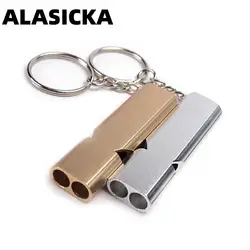 Dual-tube Survival Whistle Portable Aluminum Safety Whistle For Outdoor Hiking Camping Survival Emergency Keychain Multi Tool