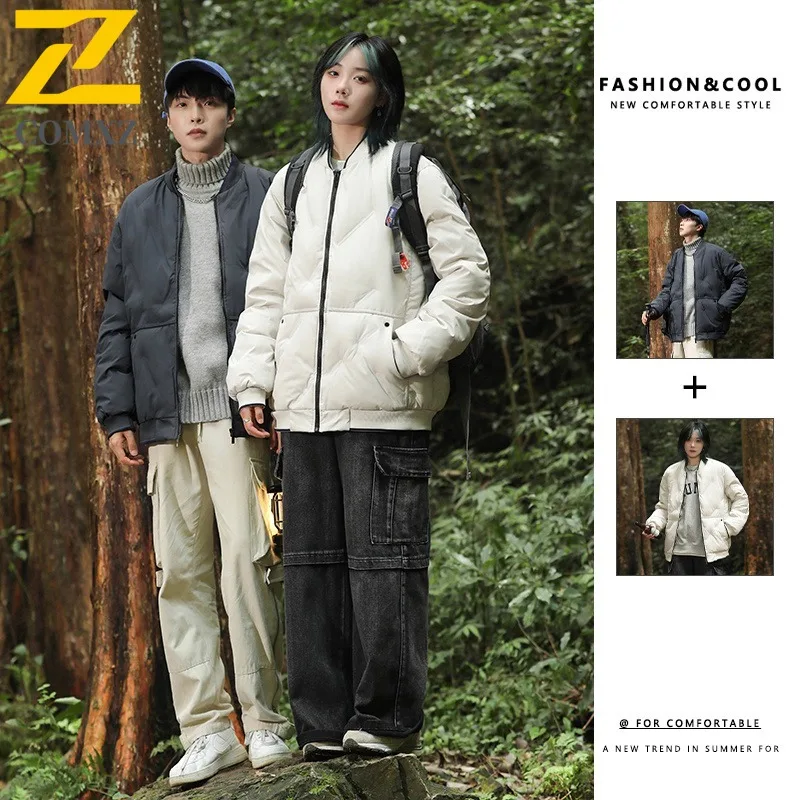 COMXZ 2025 Autumn Winter Plus Size Mens Cotton Jacket M 8XL Baseball Collar Puffer Coat Outwear tactics lightweight windbreaker