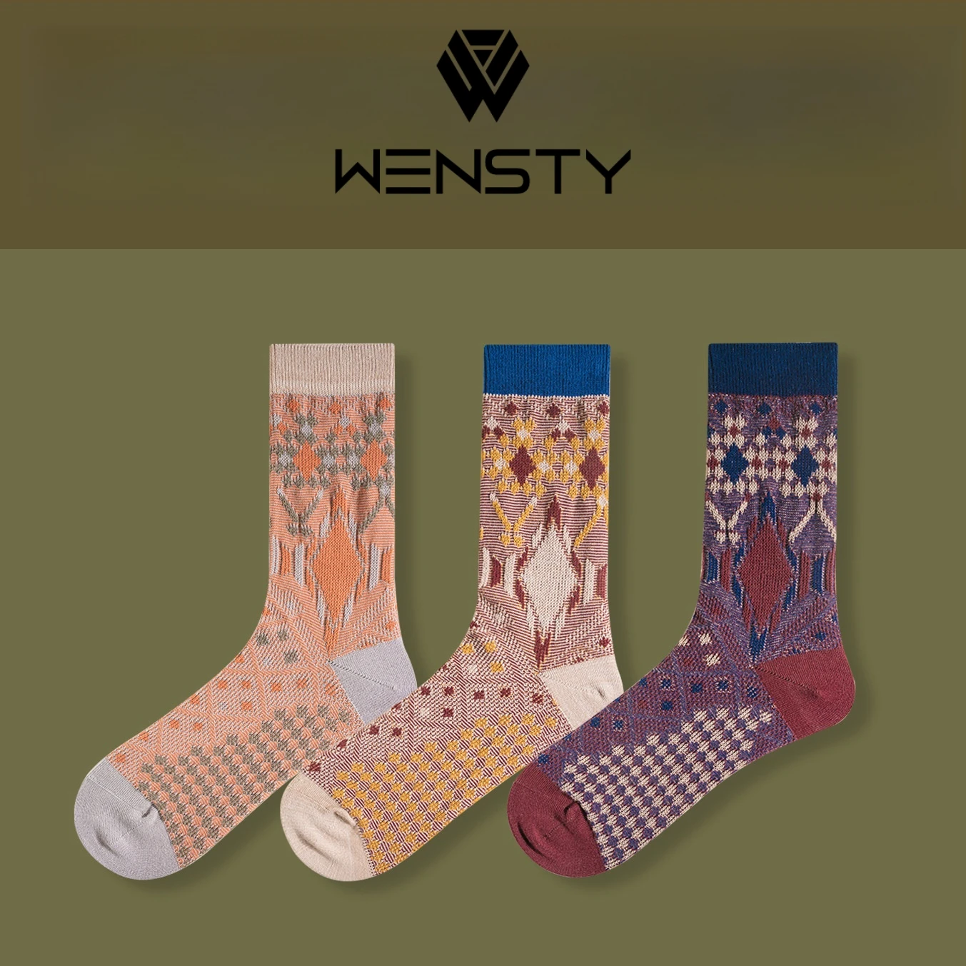 Miosam top quality new style man ethnic vintage style combed cotton breathable comfort casual socks anti-odor absorb sweat socks