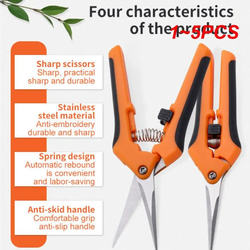 1~5PCS Inch Gardening Hand Pruner Pruning Shear Trimming Scissors Stainless Steel Straight/ Curved Blades for Buds Herbs Flowers