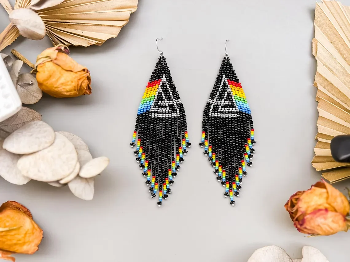 ZGMXR Rice bead earrings Geometry Rainbow Hand weaving Creativity Bohemia Alloy Woman Fashion Simple Beaded earrings