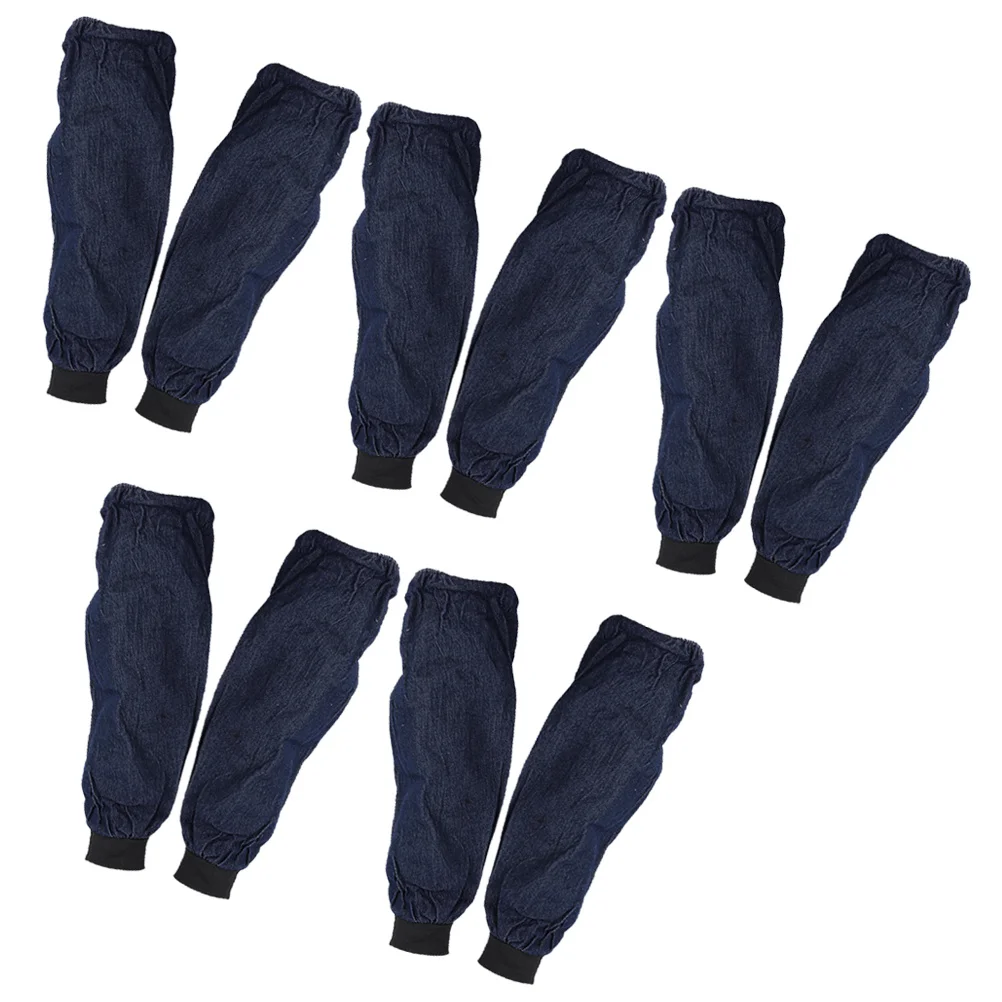 

5pcs Denim Arm Sleeves Cover Waterproof Oil Resistant For Kitchen Home Washable Reusable Elastic Fit Oversleeve Protective Gear