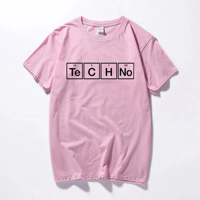 Techno Slogan Print Men T-shirt Periodic Table Graphic Design Music Tee House Top Summer Fashion Streetwear Camiseta Masculina