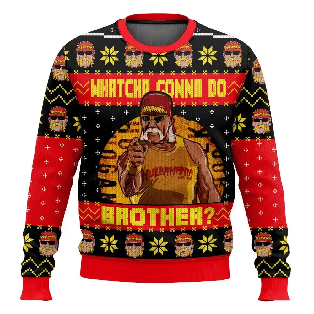 Wascha wird Bruder tun? Hulk Hogan Hässlicher Pullover Winterurlaub Pullover Weihnachtsfeier Geschenk für Männer Plus Size Weihnachtspullover