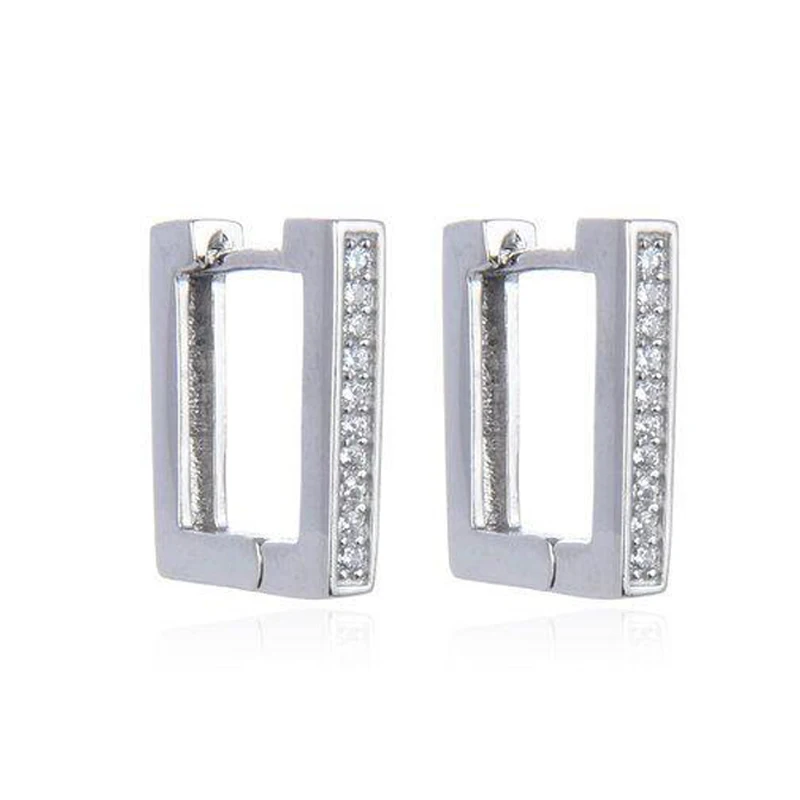 HESHI Square Sparkling Zircon Tough Simple Personalized New In Fashion Earrings for Woman Man