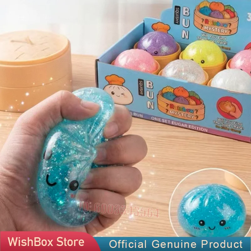 

Simulation Flash Baozi Stress Ball Blind Box Glitter Shiny Stretchable Slow Rising Fidget Toy Stress Relief Toy Surprise Gift