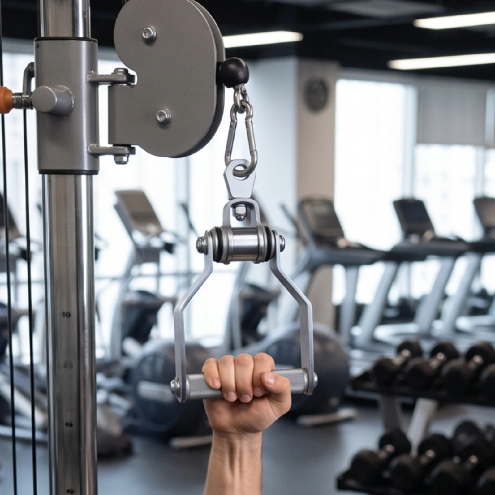 Lat Pulldown Handle Textured Cable Machine Handle with Rotating Joint Exercise Attachment Long-Lasting for Fitness Enthusiasts