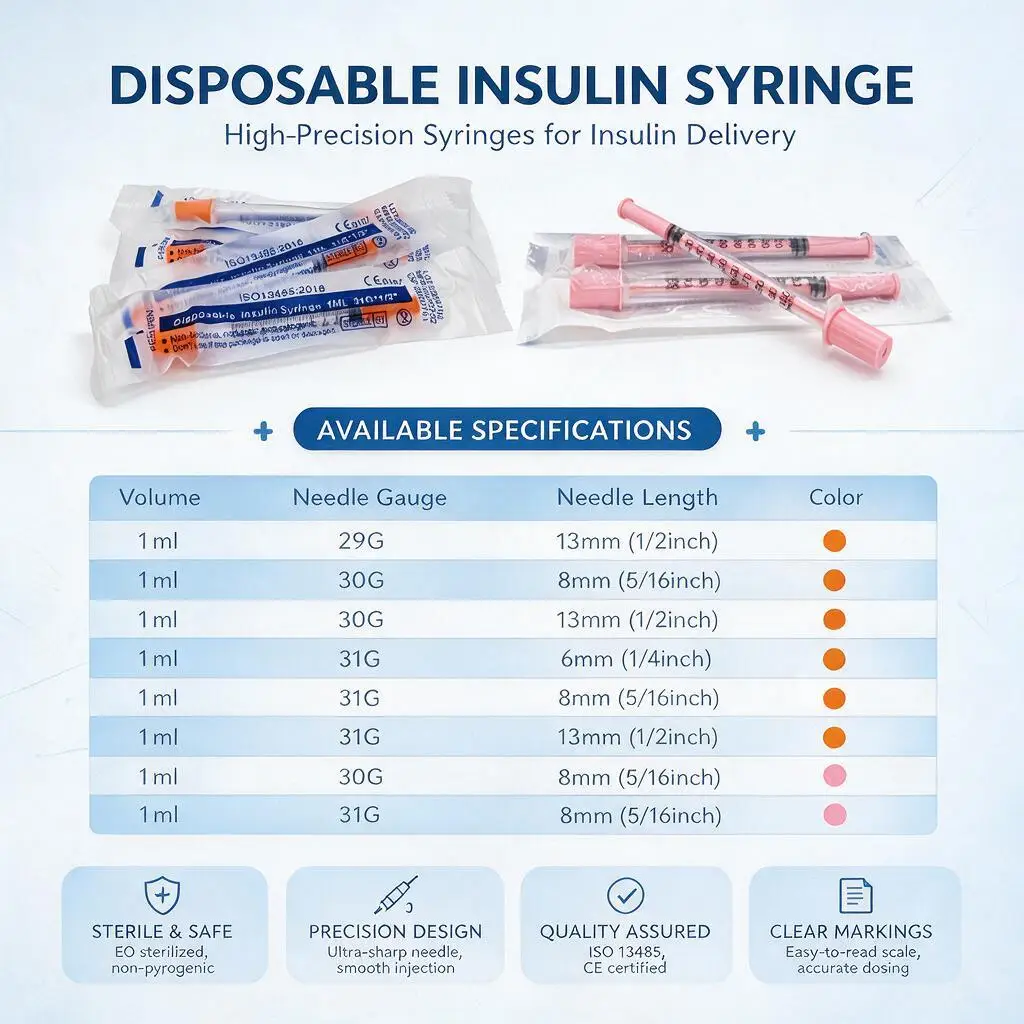 2 Colors Ava. 100pcs Sterile 1ml 29G/30G/31G Disposable Insulin Syringe For Pets Feeding Personal Care Diabetic Hormone Therapy
