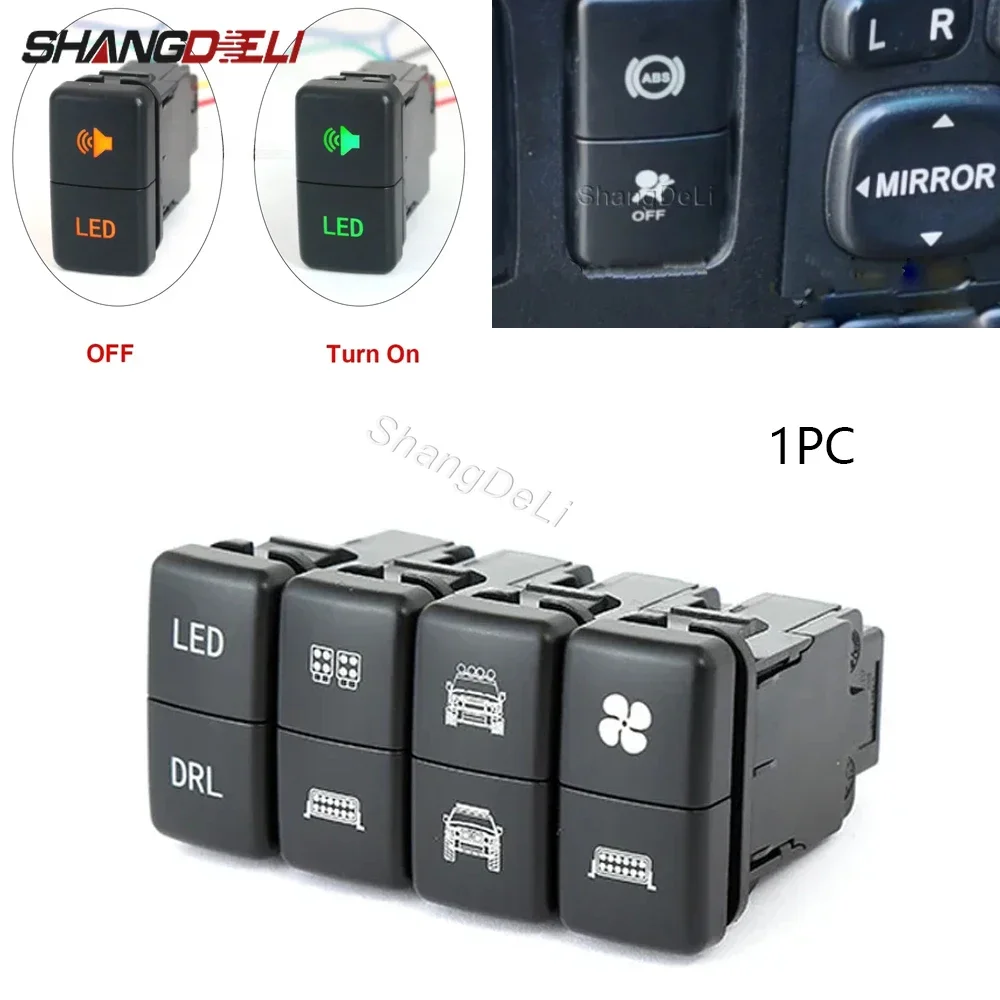 1PC Dual Switch BSM LED DRL Power Switch Front Fog Lamp Spotlight Switch Button For FJ Land Cruiser Prado 120 LC100