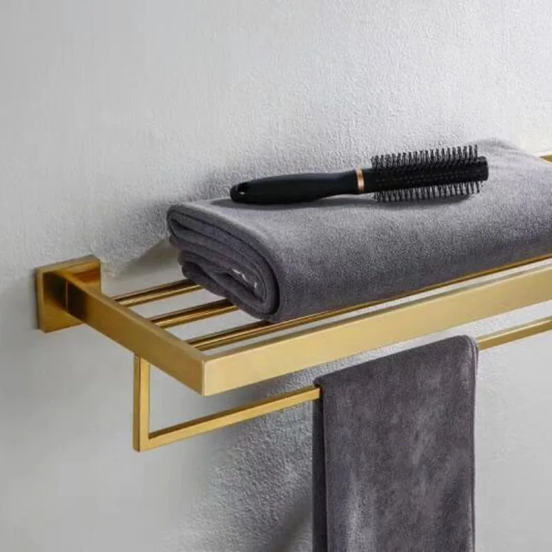 

German AOJINDI simple fashion brushed gold 304 stainless steel hardware pendant bathroom towel rack tissue holder