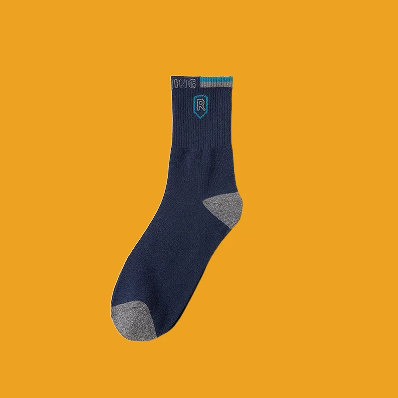 Chaussettes de sport mi-tube décontractées en coton pour hommes, chaussettes de course, document solide, automne, hiver, 5/10, 2024 paires