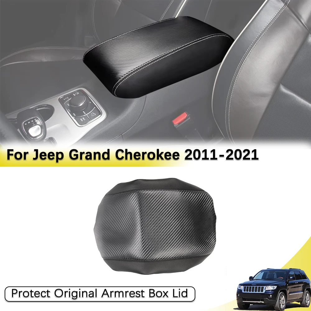 Center Console Armrest Cover for Jeep Grand Cherokee WK2 2011-2021 PU Leather Anti-Scratch Arm Rest Lid Protector Accessories