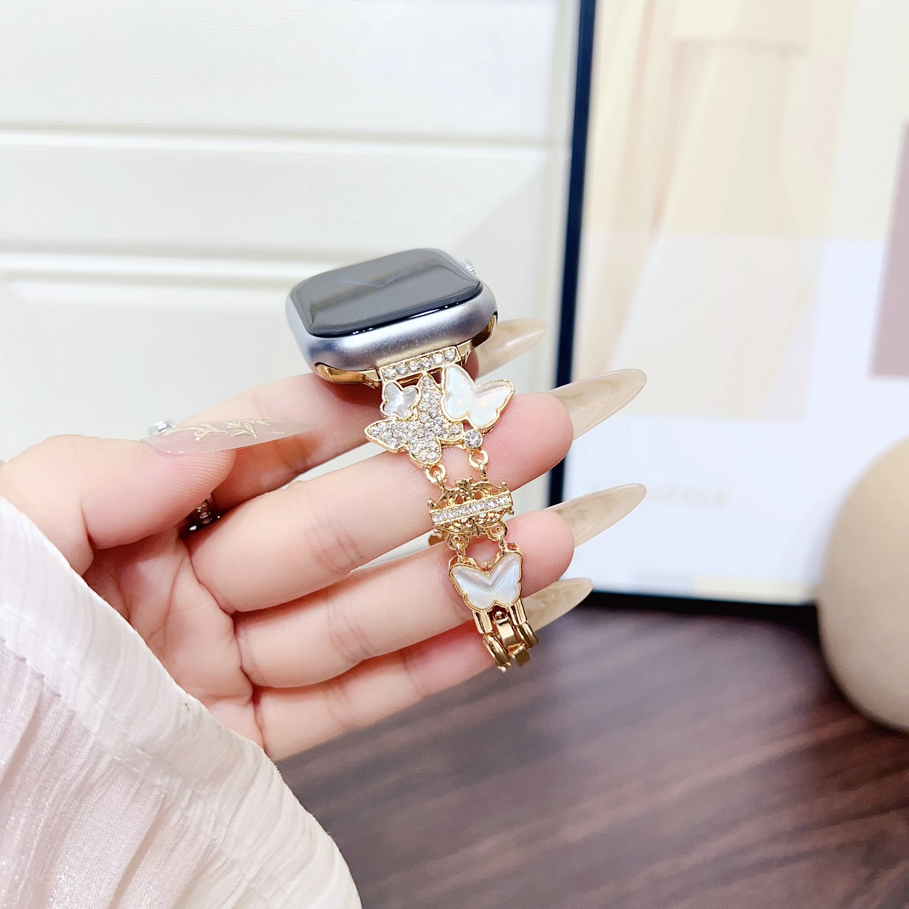 ممتاز فراشة معدنية سوار ربط ل سوار ساعة أبل سلسلة 8/7/6/10/9 40 مللي متر 41 مللي متر 38 مللي متر 42 مللي متر 44 مللي متر 45 مللي متر 46 مللي متر حزام