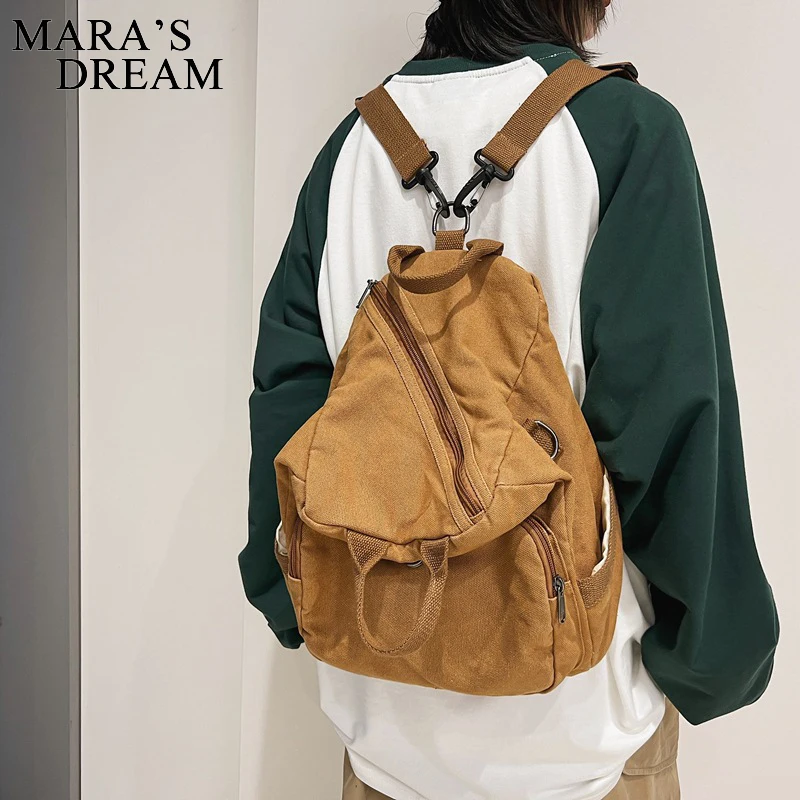 Mara\'s Dream Multifunction Double Zipper Women Backpack Teenager Men Travel Canvas Bag Student Shoulder Messenger Bags Schoolbag