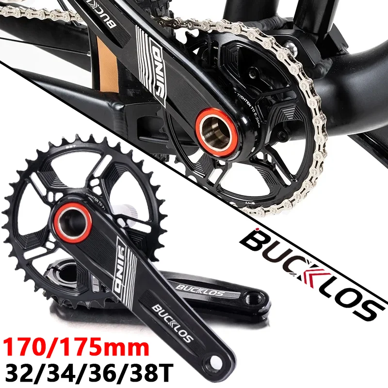 

BUCKLOS MTB Bicycle Crankset 170/175mm Bike Crank Narrow Wide Single Speed Chainring Bicycle Crankset Bike Accessories for GXP