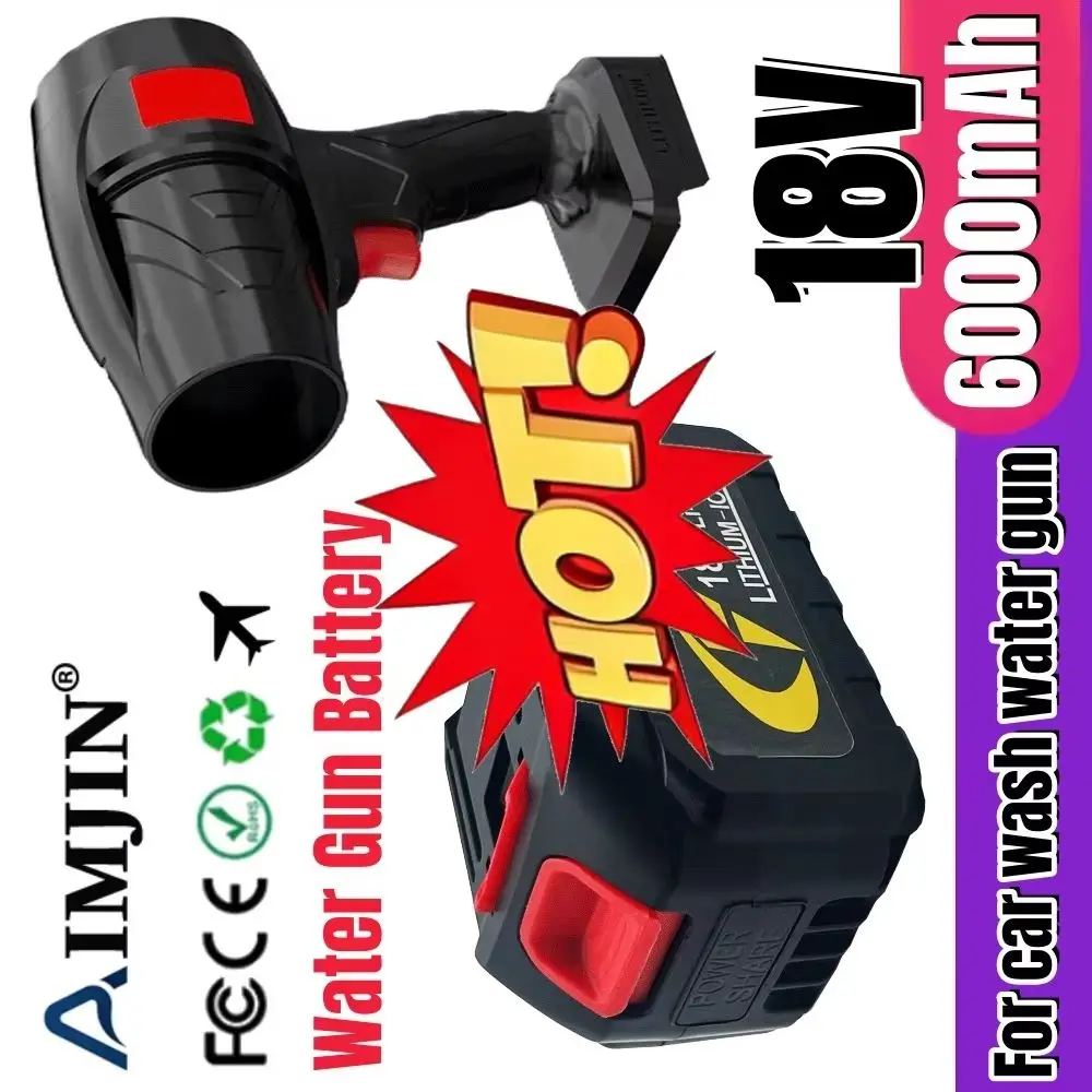 🔧18V High Pressure Car Wash Water Gun Replacement Li-Ion Battery 6AH Car Washer Spare Battery🔧