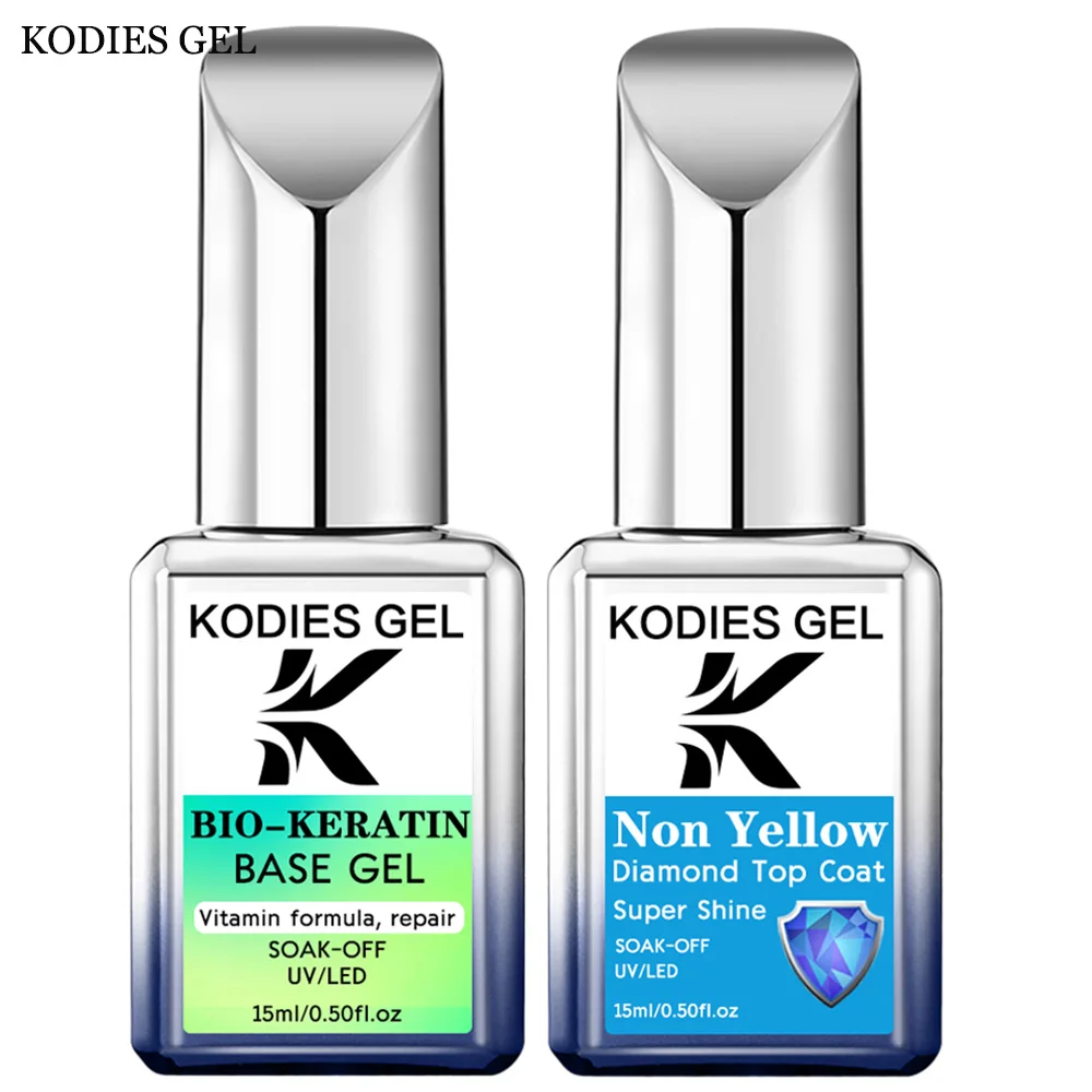 KODIES GEL Keratin Rubber Base Coat Top Coat Non Yellow UV Gel Nail Polish Spring Summer Color Gellak Nail Varnishes Manicure