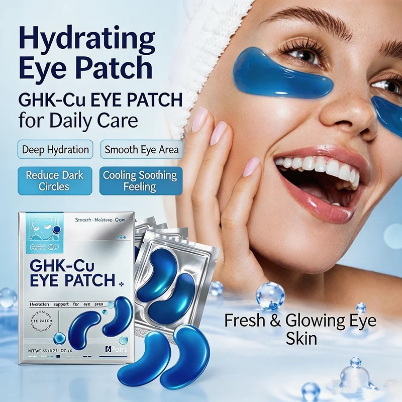 6pairs GHK‑Cu Blue Copper Peptide Eye Patches Gentle Hydrating Under‑Eye Mask Moisturizing Nourishing Reduce Fine Lines Eye Care