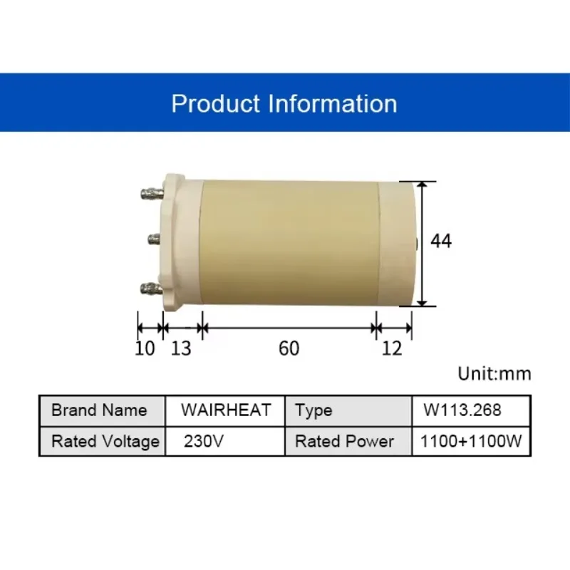 113.268 230V 1100+1100W Type 32 Heating Elements for Mistral Electron Heater