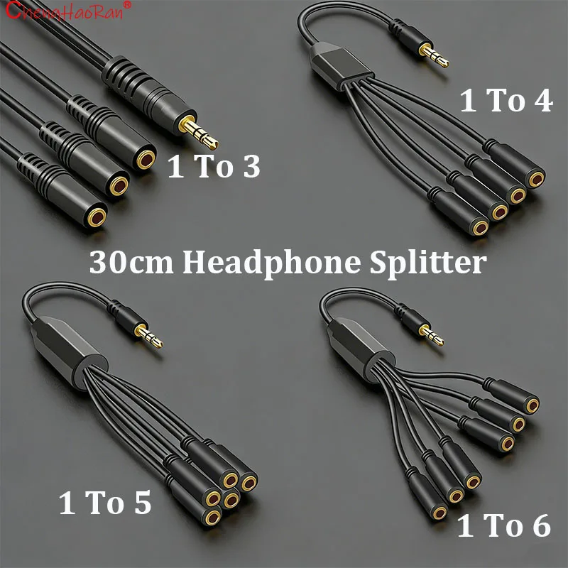 1PC 3.5mm Male To Female Jack 1 To 3/4/5/6 Cable Earphone Mic Audio Adapter For Phone Headset Splitter Cable