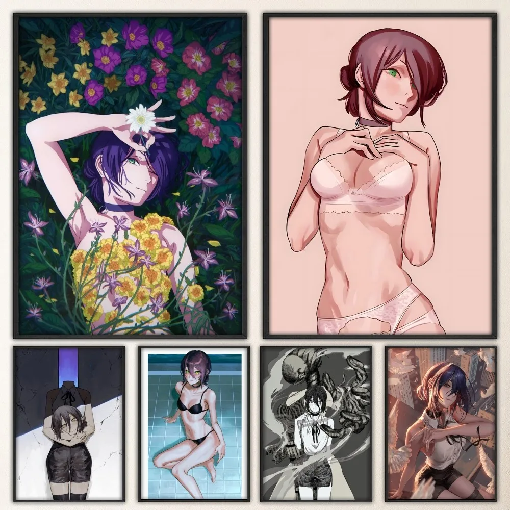 

C-Chainsaw Man Reze Poster Prints Poster Wall Painting Bedroom Living Room Wall Bar Restaurant Sticker Large