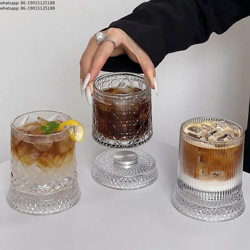 ins wind rotating glass coffee cup premium ice American latte cup household cold drink cup