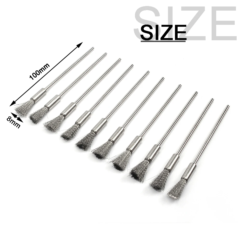 5Pcs Steel Wire Brush 3mm Shank Polishing Wheel Mini Drill Dremel Metal Rust Removal Surface Pretreatment Grinding Rotary Tool