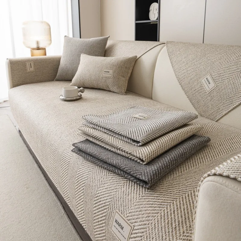 1pcs Solid Color Sofa Cushion Cover Modern All Season Non-Slip Durable Dustproof Chair Pad Anti Cat Scratch Seat Cushion