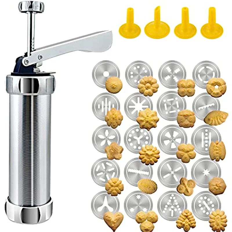 2023 Upgrade Aluminum Cookie Maker Press Kit Manual Churros Maker Machine Christmals Spritz Cookie Press Gun Biscuit Tools Set