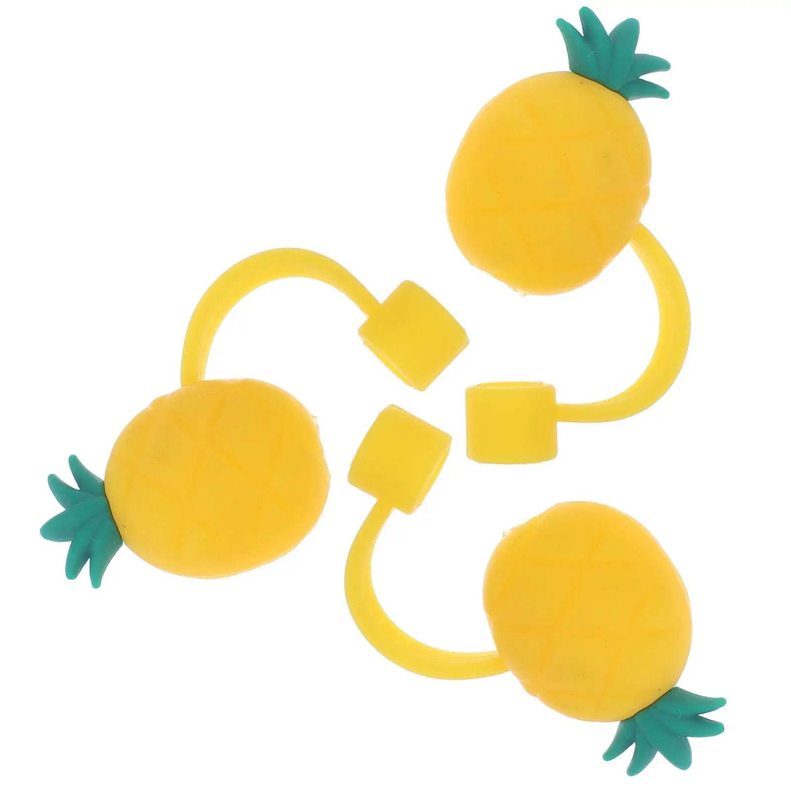 

3 Pcs Straw Covers Soft Silicone Caps Pineapple Design Fruits Toppers Yellow Supplies Straw Tips Protective Plug