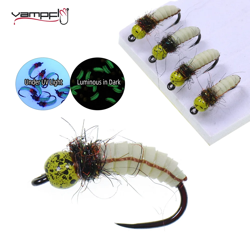 

Vampfly 3pcs/6pcs #10 Mottled Brass Bead Head Scud Bug Worm Fly Barbless Fly Tying Hook Fly Fishing Flies Trout Fishing Lures