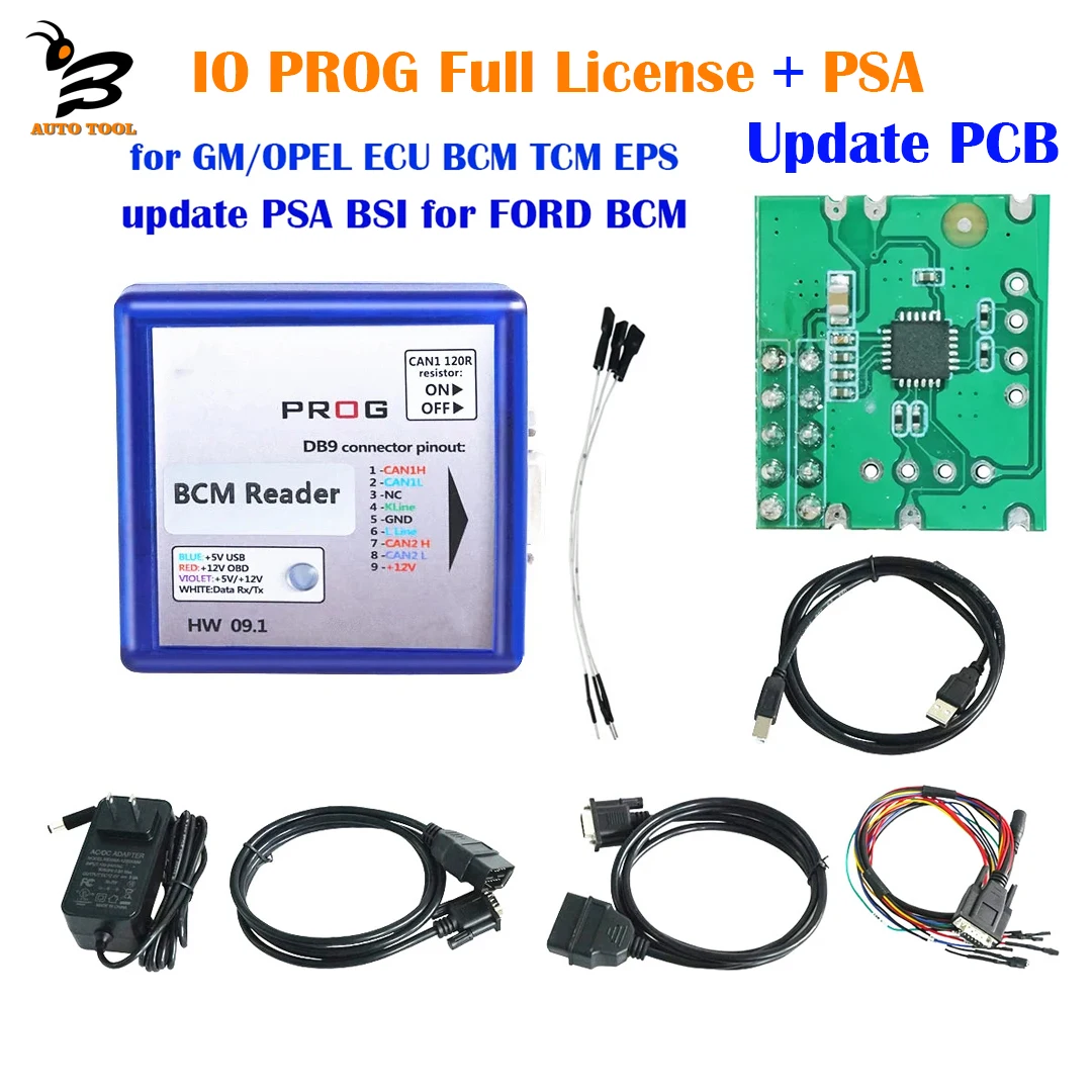 IO-PROG Added PSA BSI License for FORD BCM Board Support Old IOPRG ECU BCM TCM EPS K-line CAN Support BD9 and OBD TOOL IO PROG