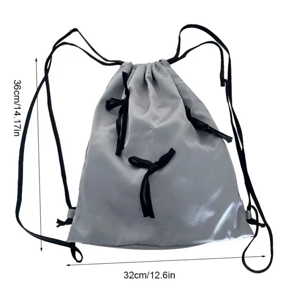 Zaino creativo con coulisse con fiocco in raso zaino da viaggio Y2K di grande capacità borsa a tracolla in stile coreano scuola